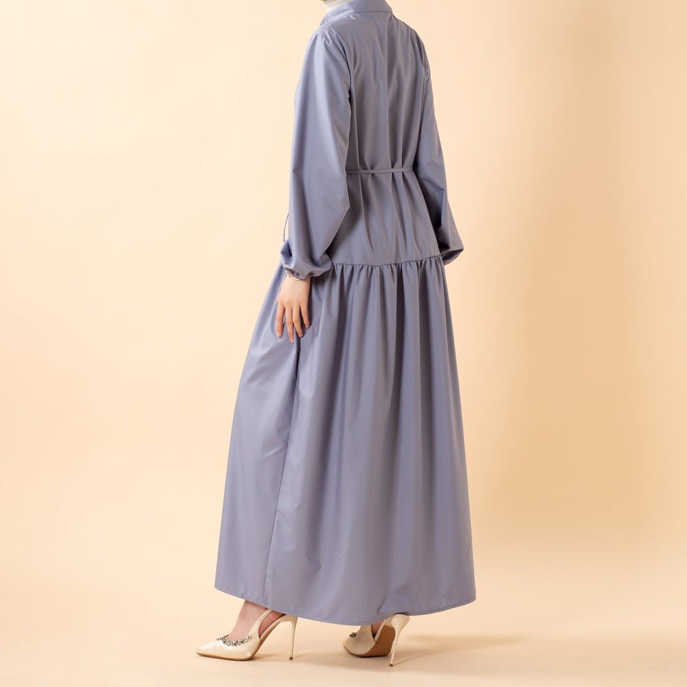 A - Line Trench Shirt Maxi Dress with Pockets(MA422) - Mariam's Collection