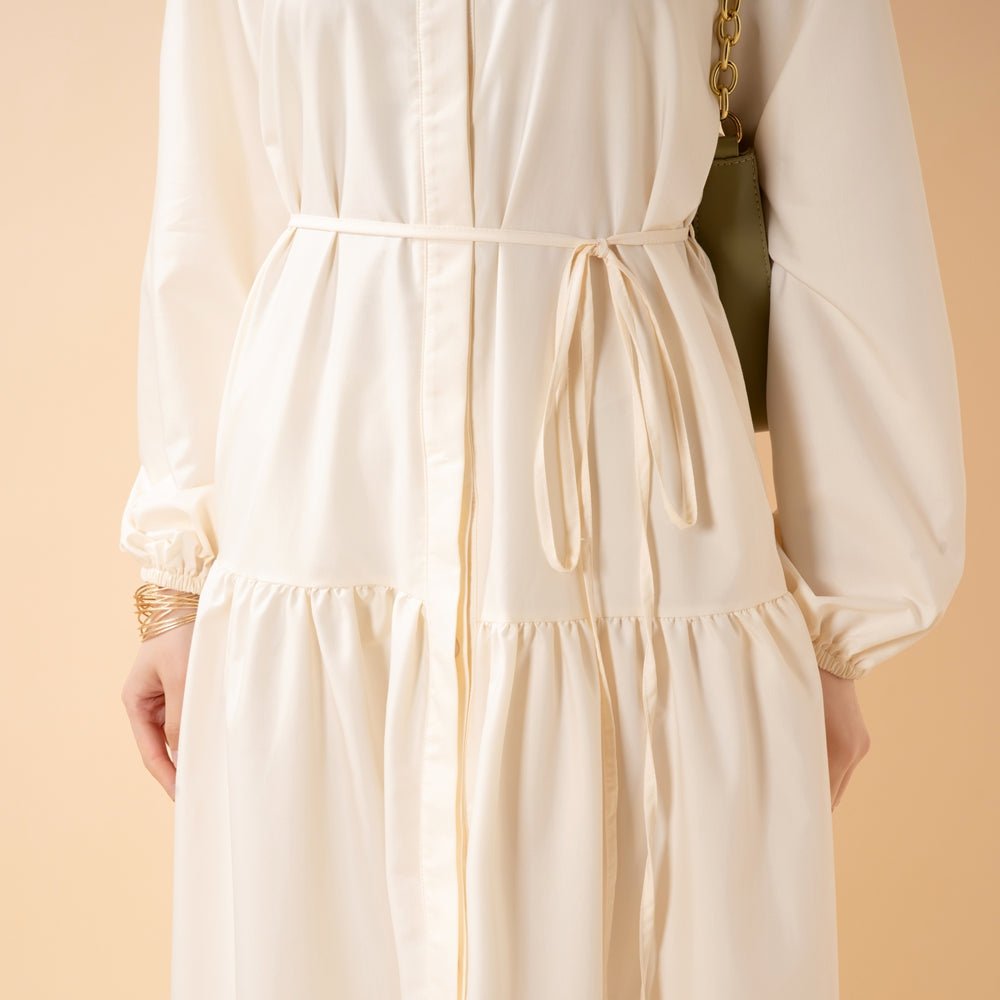 A - Line Trench Shirt Maxi Dress with Pockets(MA422) - Mariam's Collection