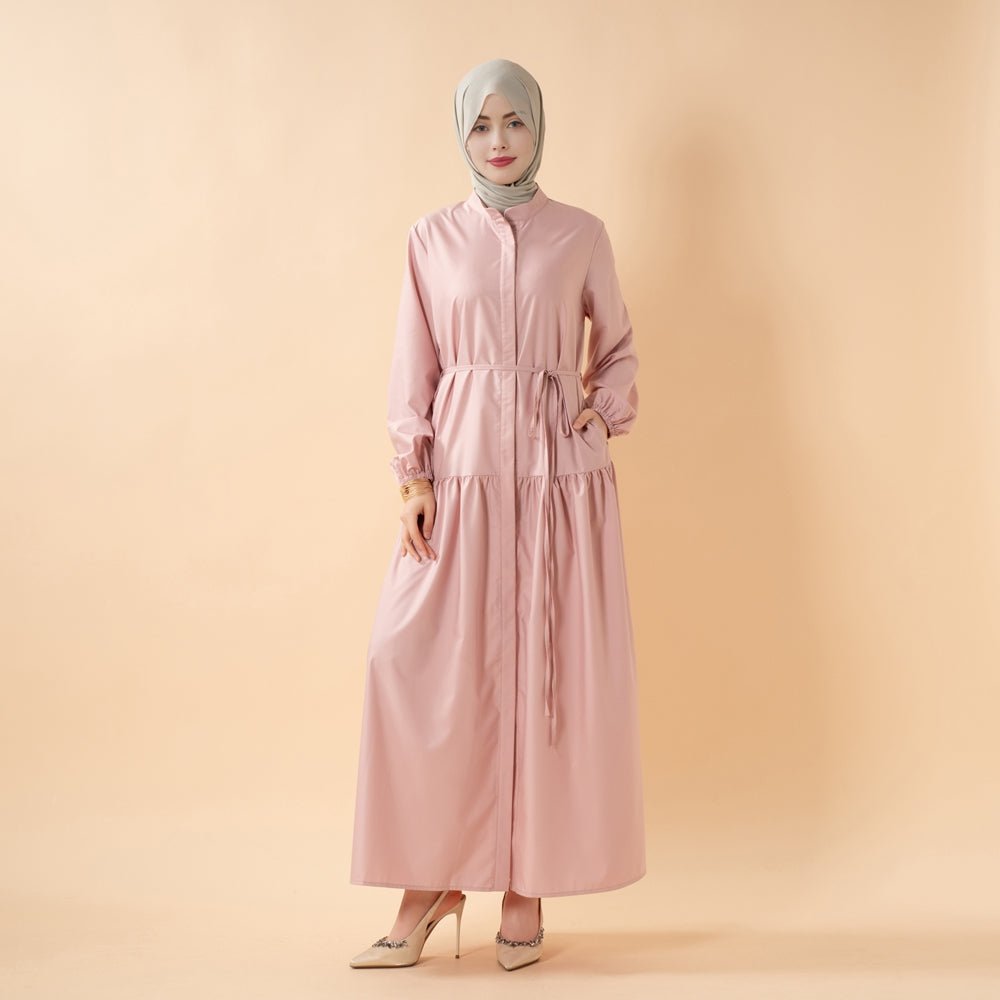 A - Line Trench Shirt Maxi Dress with Pockets(MA422) - Mariam's Collection