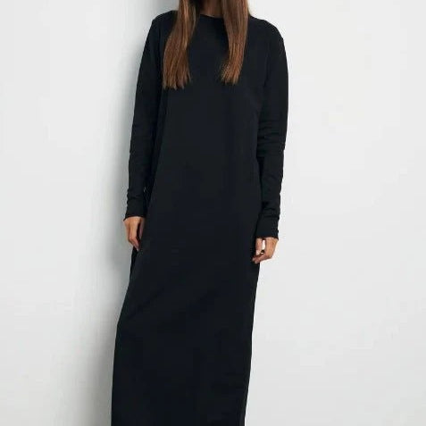 Klassieke Pullover Maxi-jurk | Effen Jurk met Ronde Hals en Lange Mouwen (MA317)
