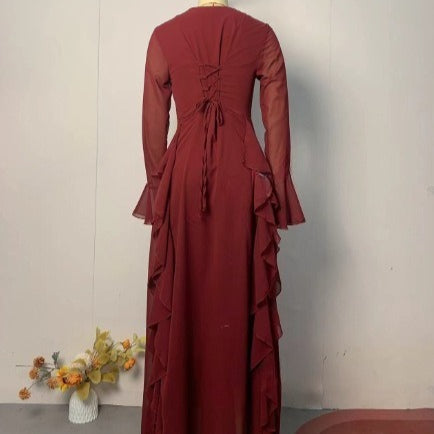 Ruffle Dress with Bell Sleeves(MS295)