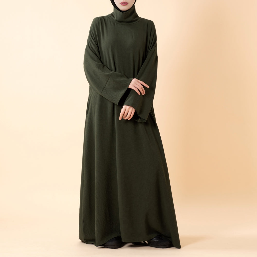 Everyday Crepe Turtleneck Abaya – Relaxed Fit for All Seasons(MA384)