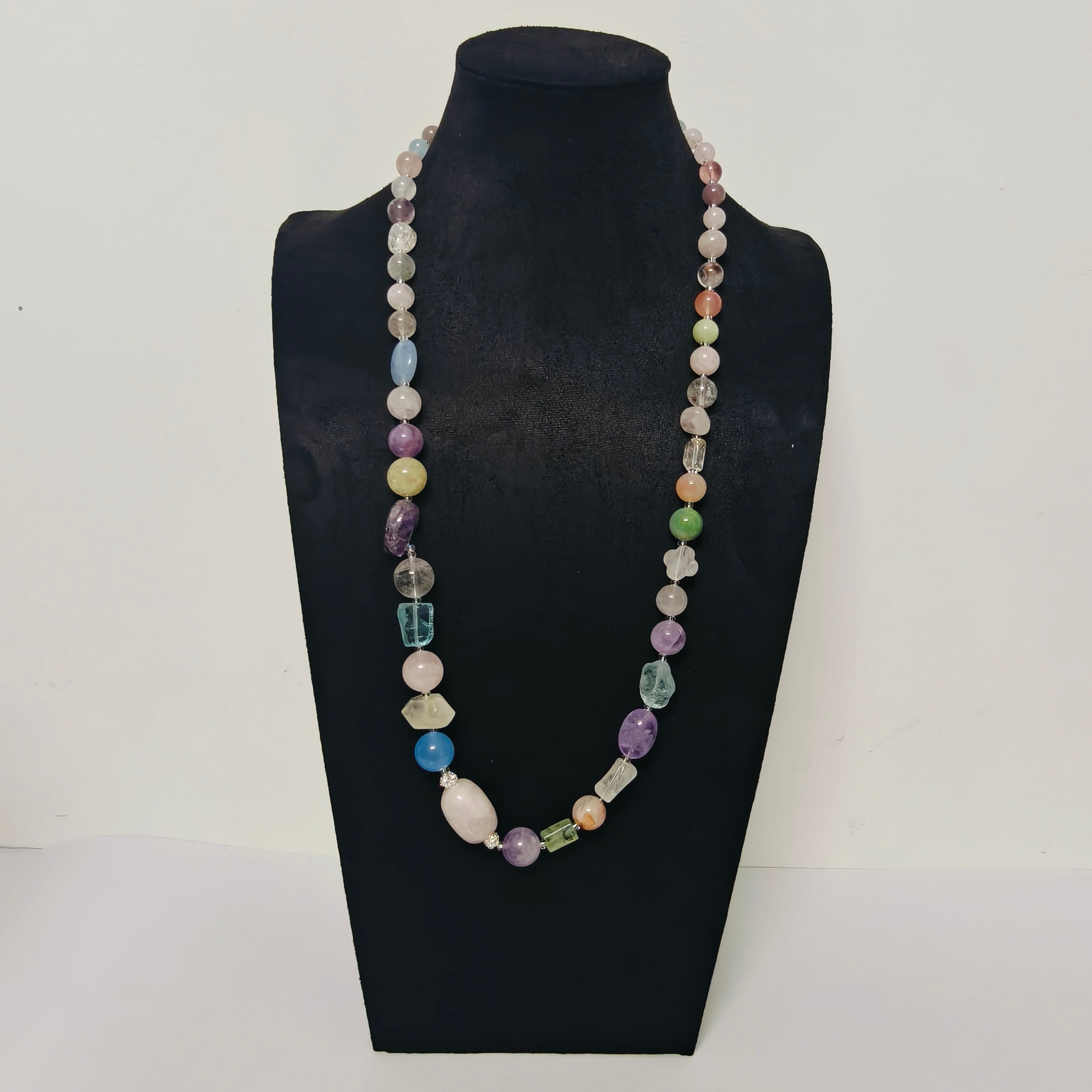 Handmade Premium Crystal Necklace |  Artisan Woven Jewelry with Alloy Accents  | Elegant Sparkling Statement Necklace for Women (MAC345)