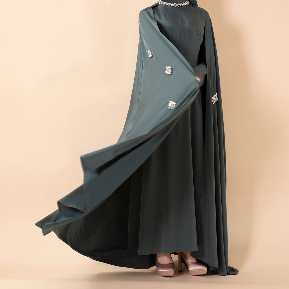 Luxury Satin Royal Cape Abaya(MA326)