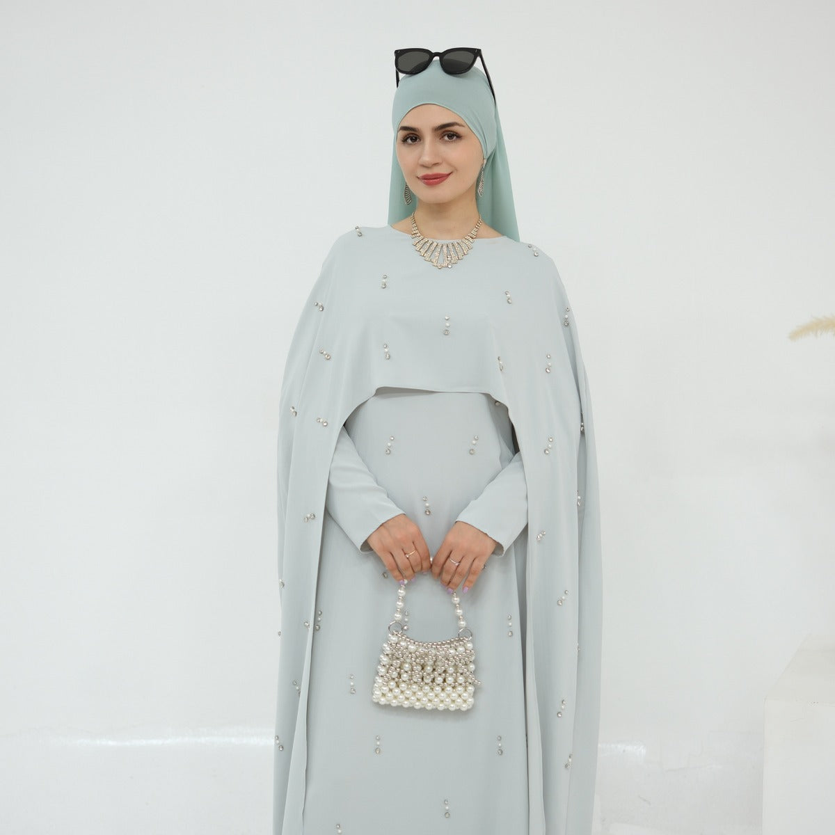 Celestial Beaded Luxury Muslim Abaya Set | Modest Dresses with Beading Detailing (MA266)