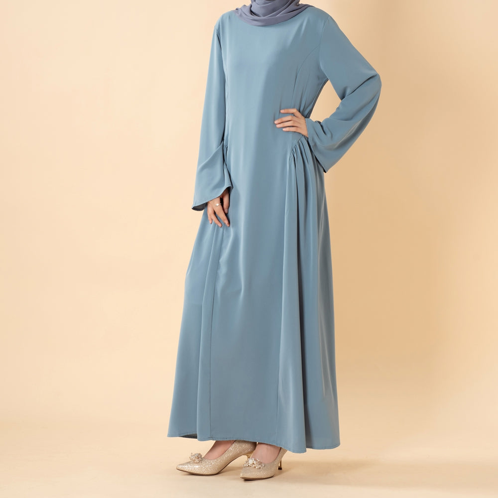 Nida Flared Maxi Dress with Pleated A-Line Skirt & Wide Bell Sleeves(MS435)