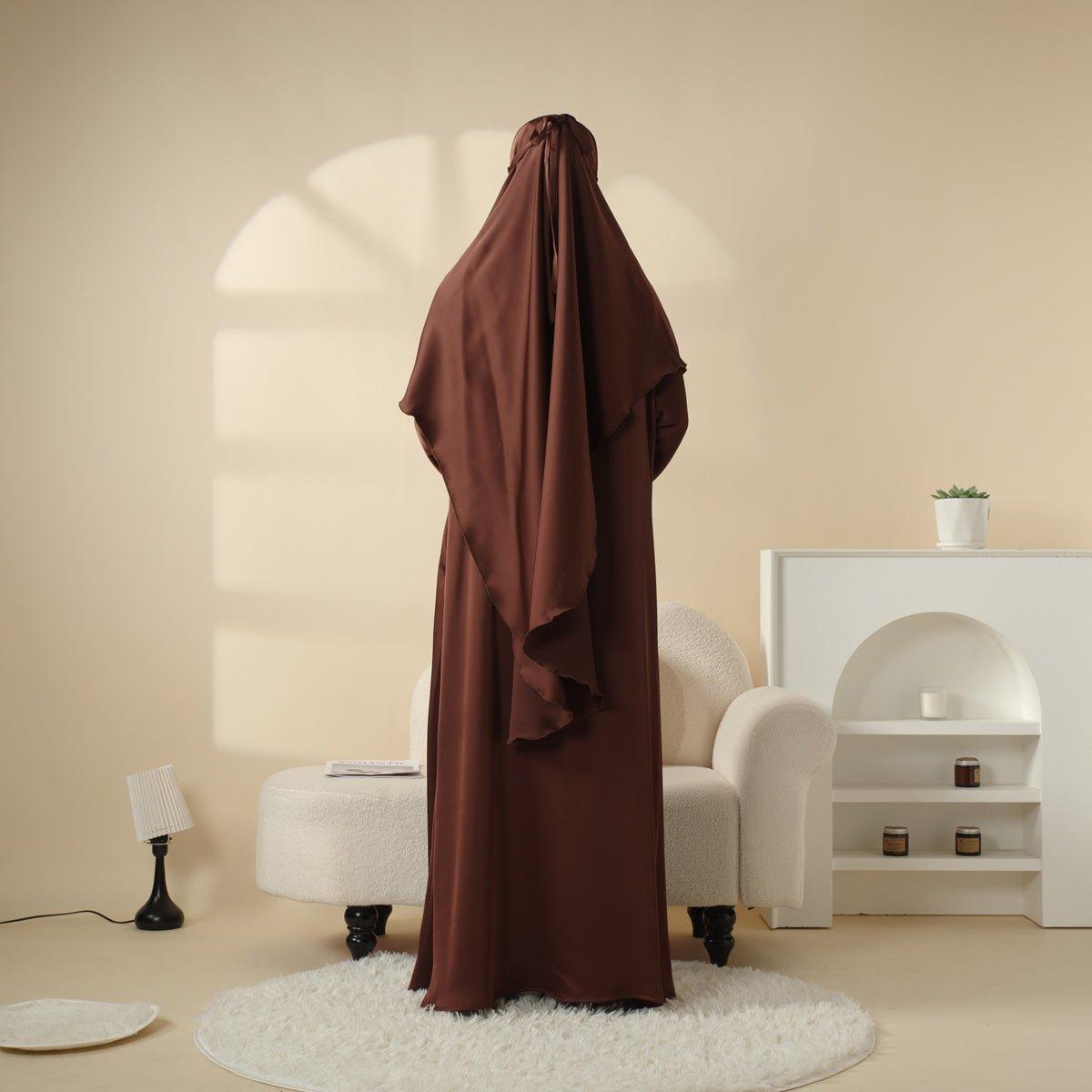 Abaya With Niqab and Khimar | Satin Niqab Khimar and Abaya (MK016) - Mariam's Collection