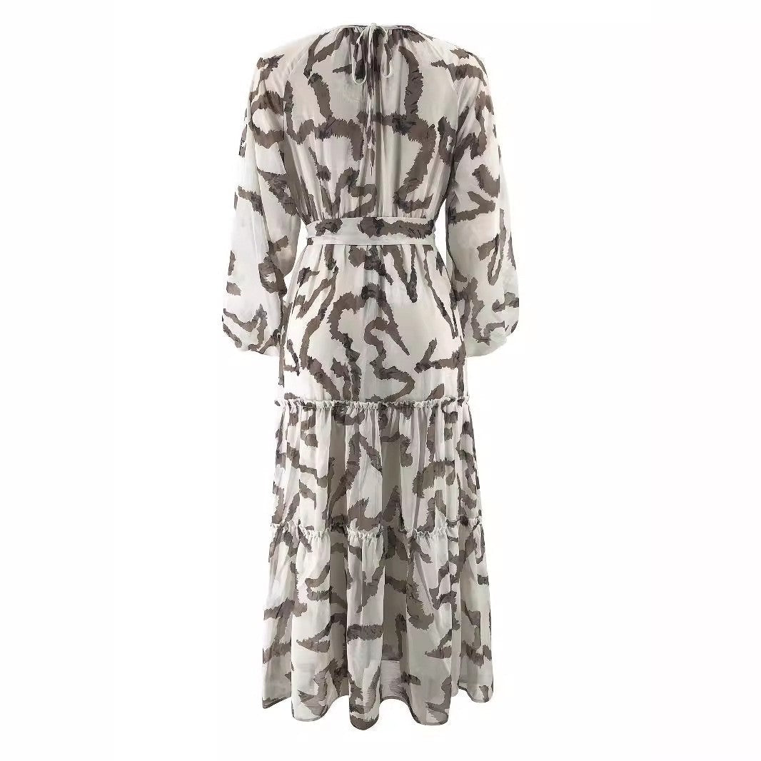 Abstract Print Chiffon Dress(MA402) - Mariam's Collection