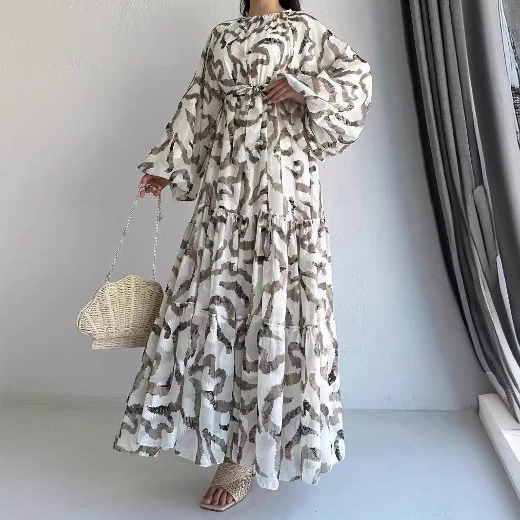 Abstract Print Chiffon Dress(MA402) - Mariam's Collection