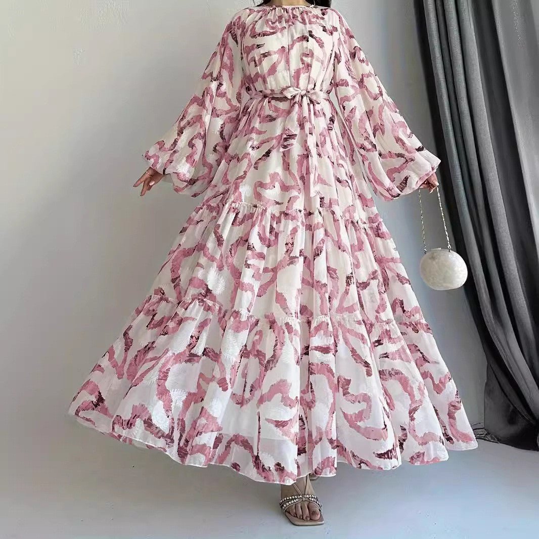 Abstract Print Chiffon Dress(MA402) - Mariam's Collection