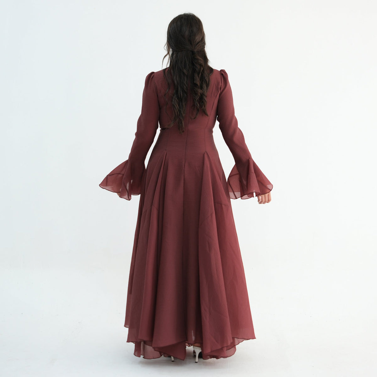 Accordion-Pleat Maxi Dress & Scarf Set(MS596) - Mariam's Collection