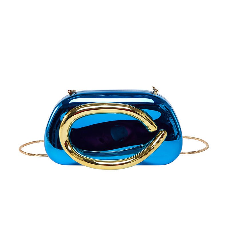 Acrylic Evening Clutch | Metallic Handle Party Bag with Chain Strap(MAC354) - Mariam's Collection