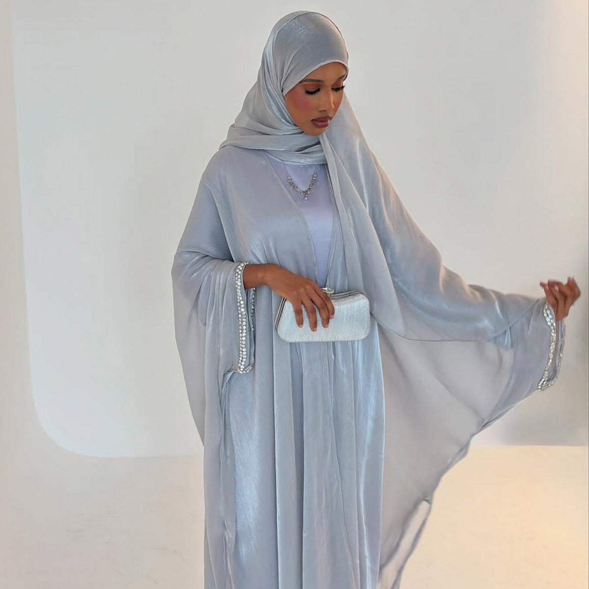 Luxe Beaded Cardigan Abaya |  Modest Luxury Evening Wear Beading-Embellished Robes (MOA195)