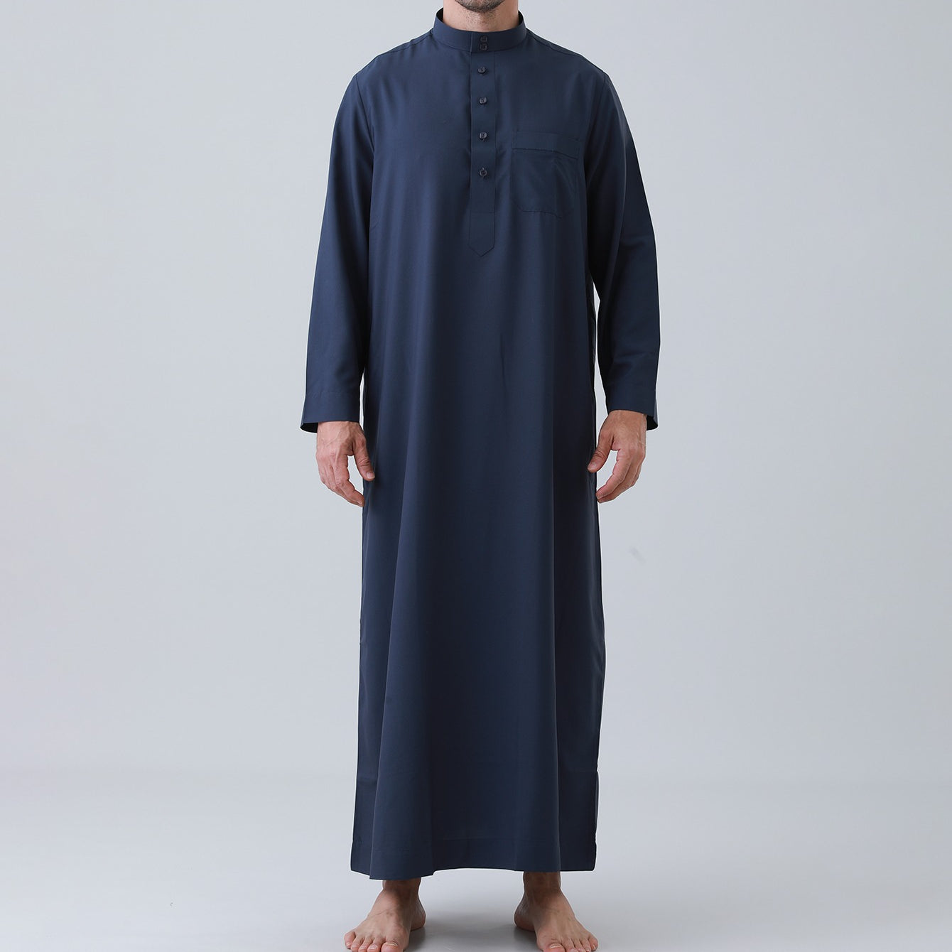 Men's Solid Color Thobe with Button Placket(MT036)