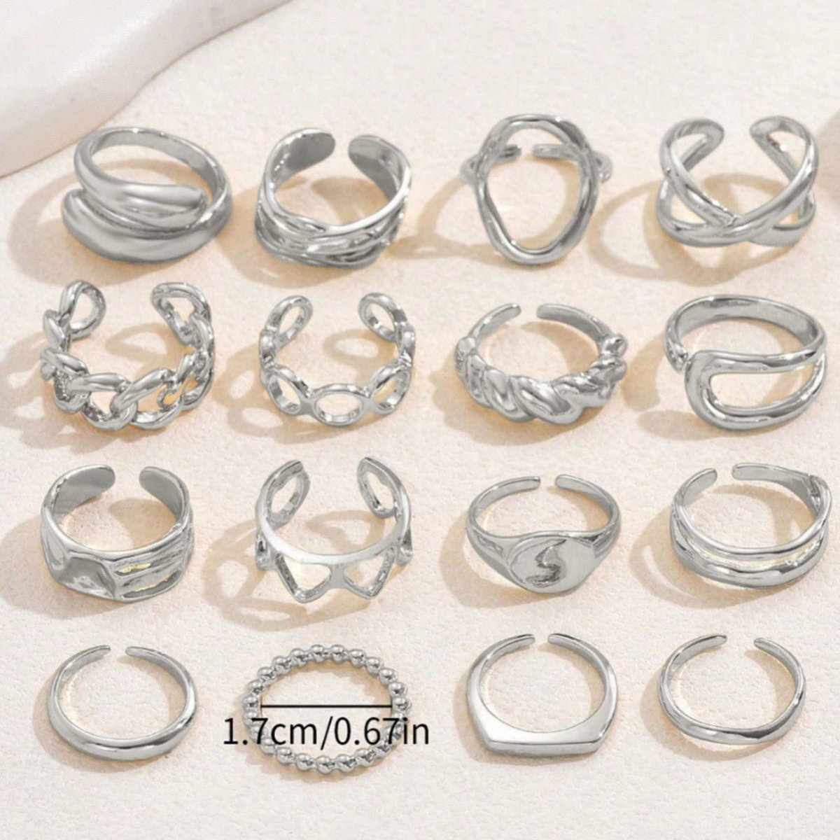Adjustable Open Ring Set Trendy & Versatile Stackable Rings (MAC414) - Mariam's Collection