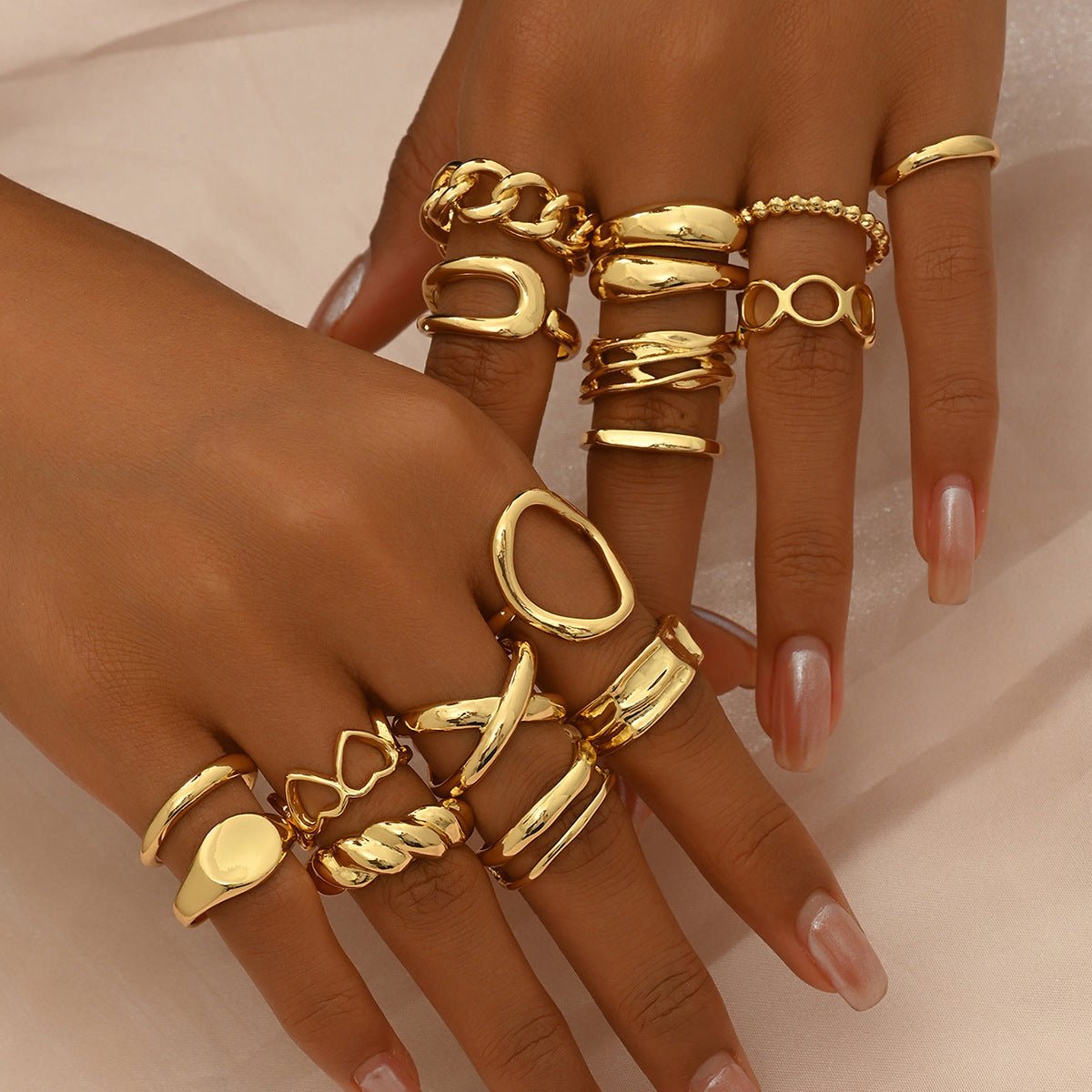 Adjustable Open Ring Set Trendy & Versatile Stackable Rings (MAC414) - Mariam's Collection