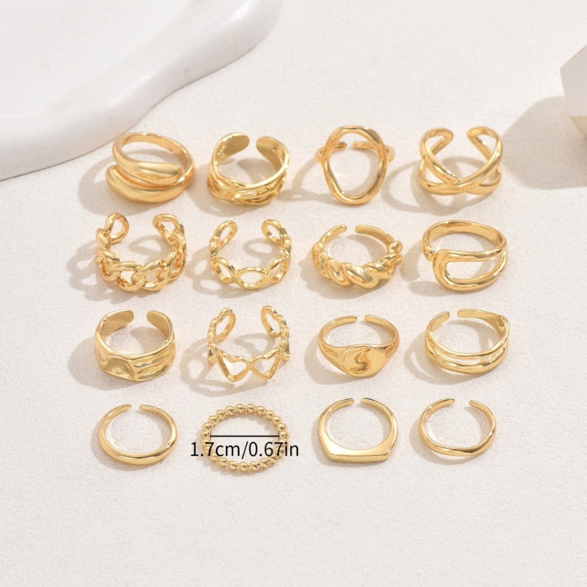 Adjustable Open Ring Set Trendy & Versatile Stackable Rings (MAC414) - Mariam's Collection