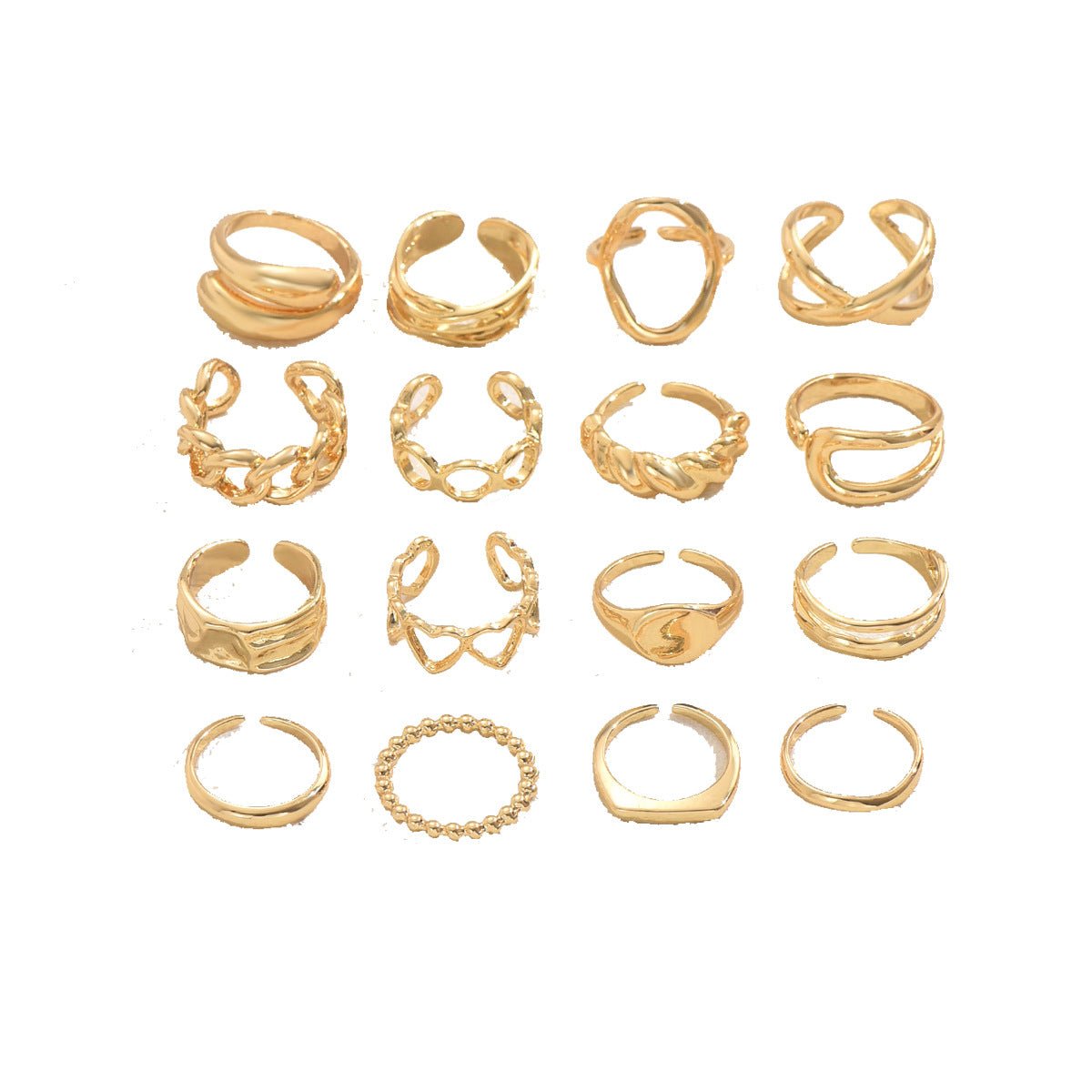 Adjustable Open Ring Set Trendy & Versatile Stackable Rings (MAC414) - Mariam's Collection