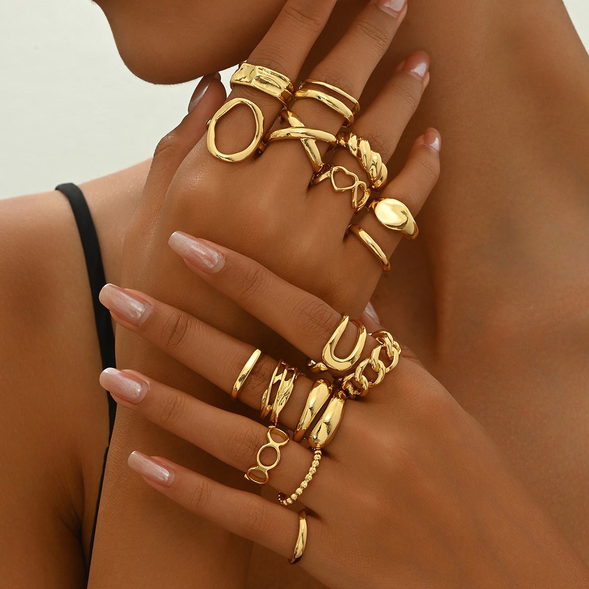 Adjustable Open Ring Set Trendy & Versatile Stackable Rings (MAC414) - Mariam's Collection