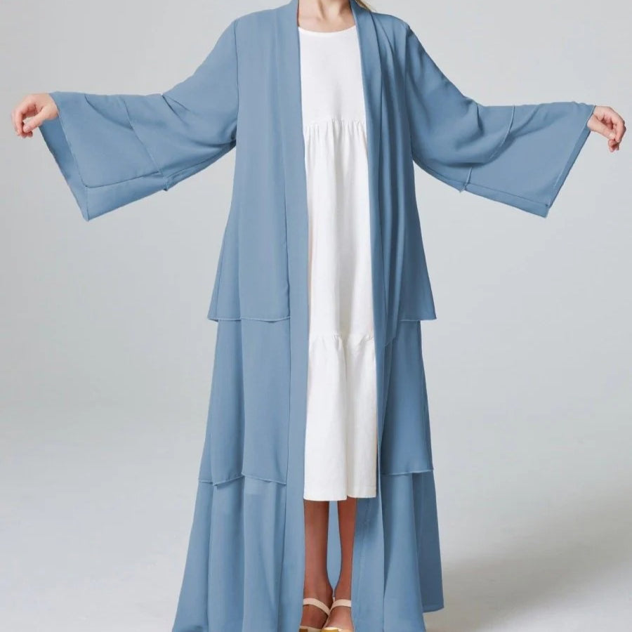 Girls Plain 3-Layered Chiffon Open Abaya Kid Abaya(MKG009)