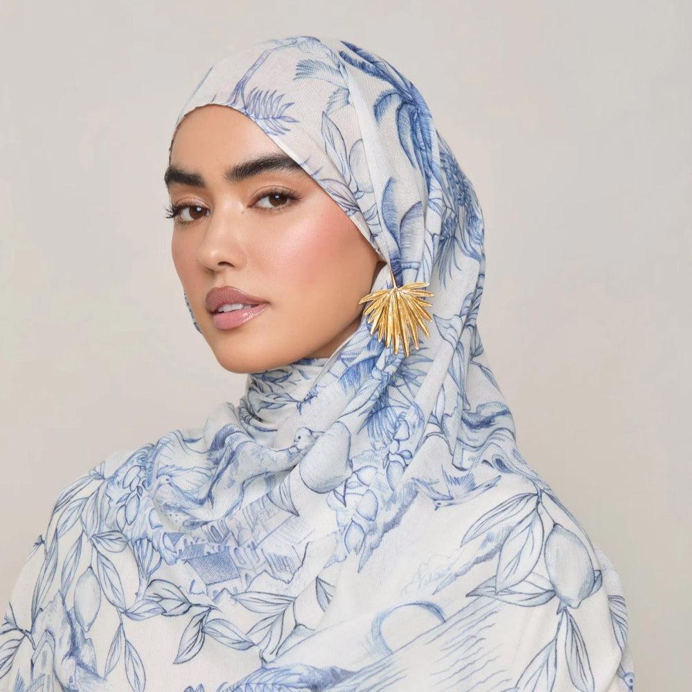 Versatile Watercolor Print Headscarf Soft Breathable Hijab (MH165)