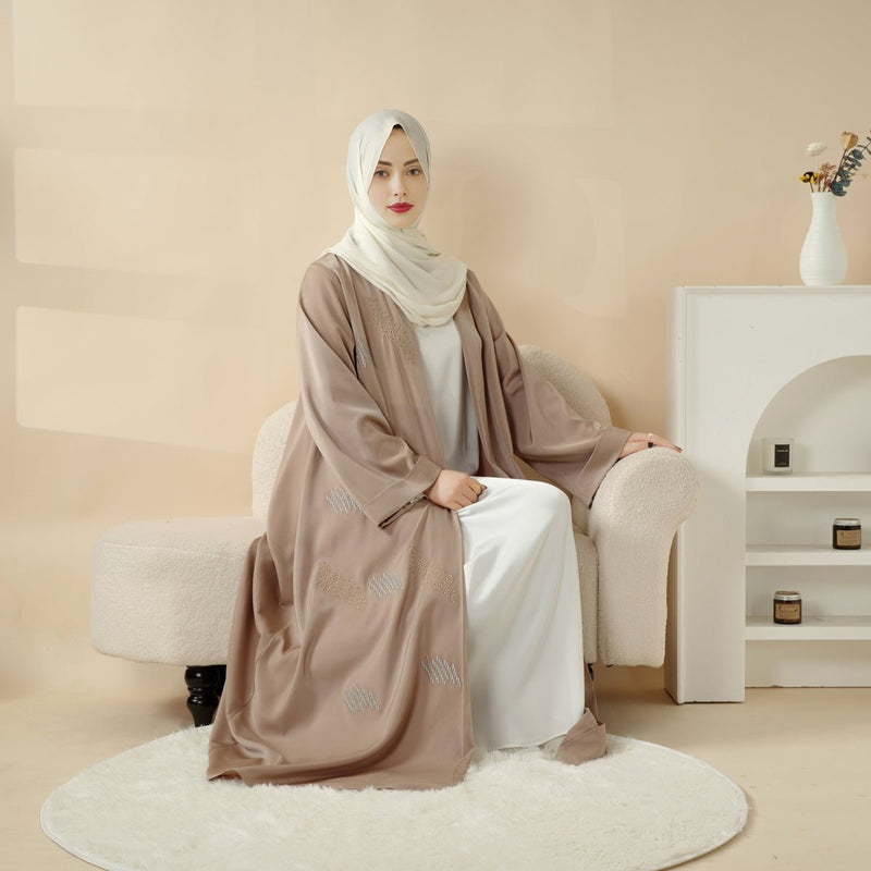 Archive Piece 3D Embroidery Abaya With Geometric Beads - MP004 (Size M Only) - Mariam's Collection