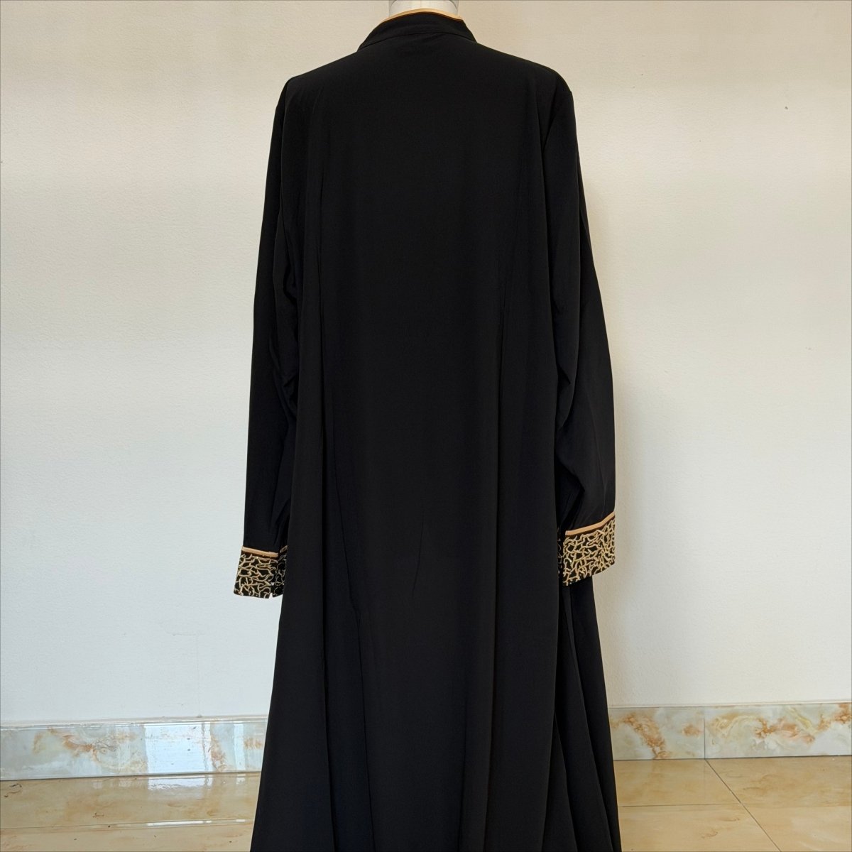 Archive Piece Black Gold Rope Embroidery Open Abaya - MP061 (Size XL Only) - Mariam's Collection