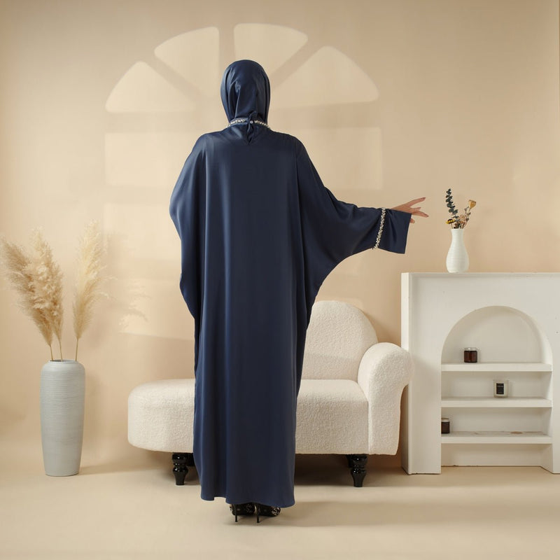 Archive Piece Kaftan Batwing Sleeve Luxury Satin Diamond Abaya 2-Piece Set - MP008 (Size S Only) - Mariam's Collection