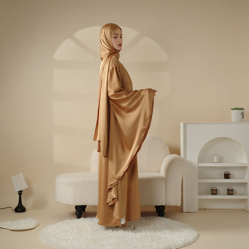 Archive Piece Luxury Satin Floaty Kaftan Abaya With Matching Hijab - MP007 (Size M Only) - Mariam's Collection