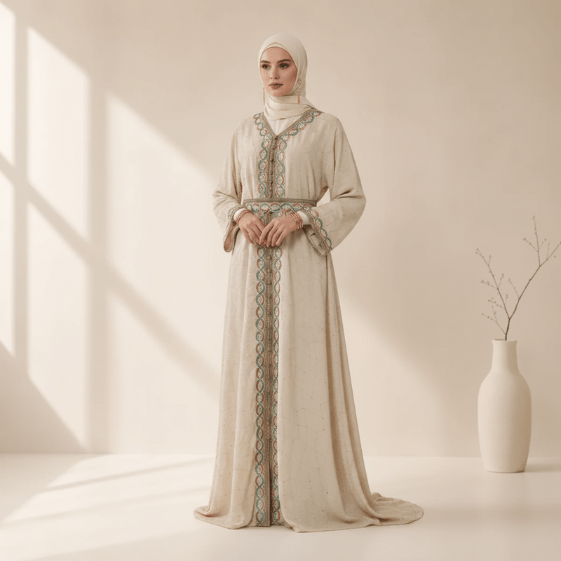 Moroccan Embroidered Kaftan – Belted Occasion Kaftan