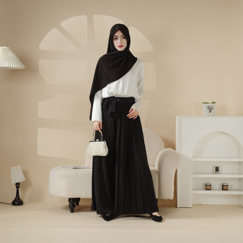 Archive Piece Pleated Overskirt, Wide-Cut Pants Set - MP012 (Size M Only) - Mariam's Collection