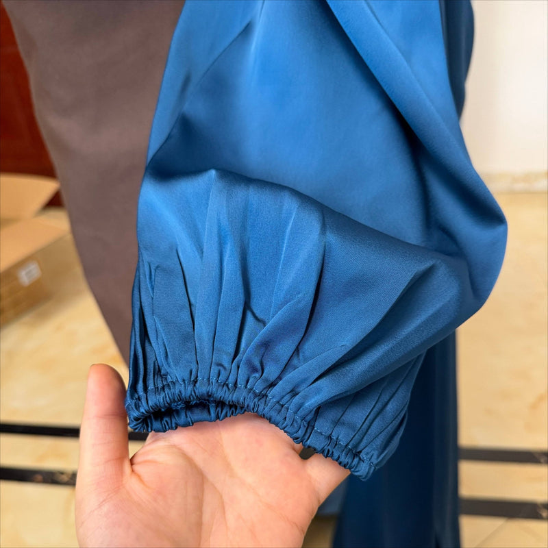 Archive Piece Satin Open Abaya Three-Piece Set - MP066 (Size L Only) - Mariam's Collection