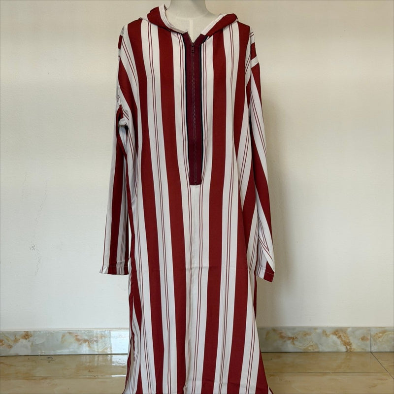 Striped Hooded Maxi Kaftan – Archive Half-Zip Kaftan MP060