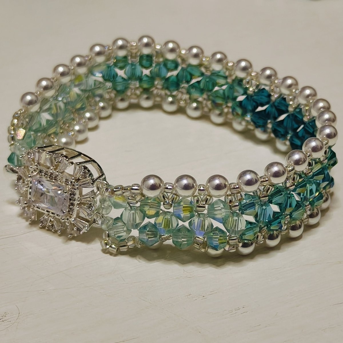 Artisan Knitted Gemstone & Pearl Bracelet Collection | Exquisite Statement Jewelry for Sophisticated Style (MAC348) - Mariam's Collection