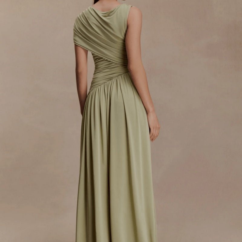 Asymmetric Draped Maxi Dress(MS352) - Mariam's Collection