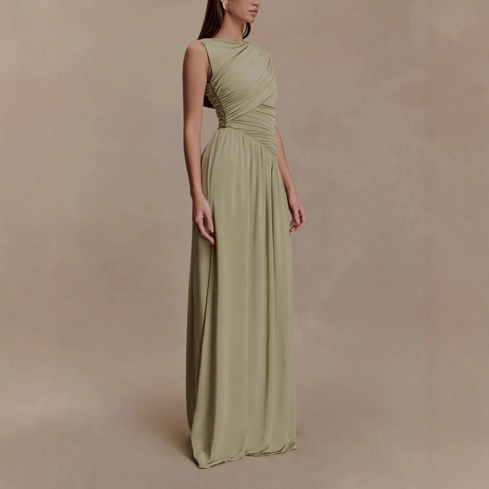 Asymmetric Draped Maxi Dress(MS352) - Mariam's Collection