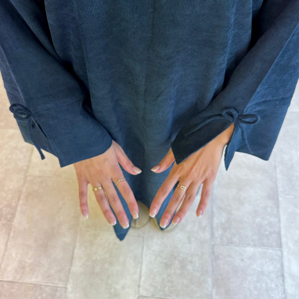 Autumn Bow - Sleeve Corduroy Abaya | Modest Muslim Women's Luxury Wear. (MA248) - Mariam's Collection