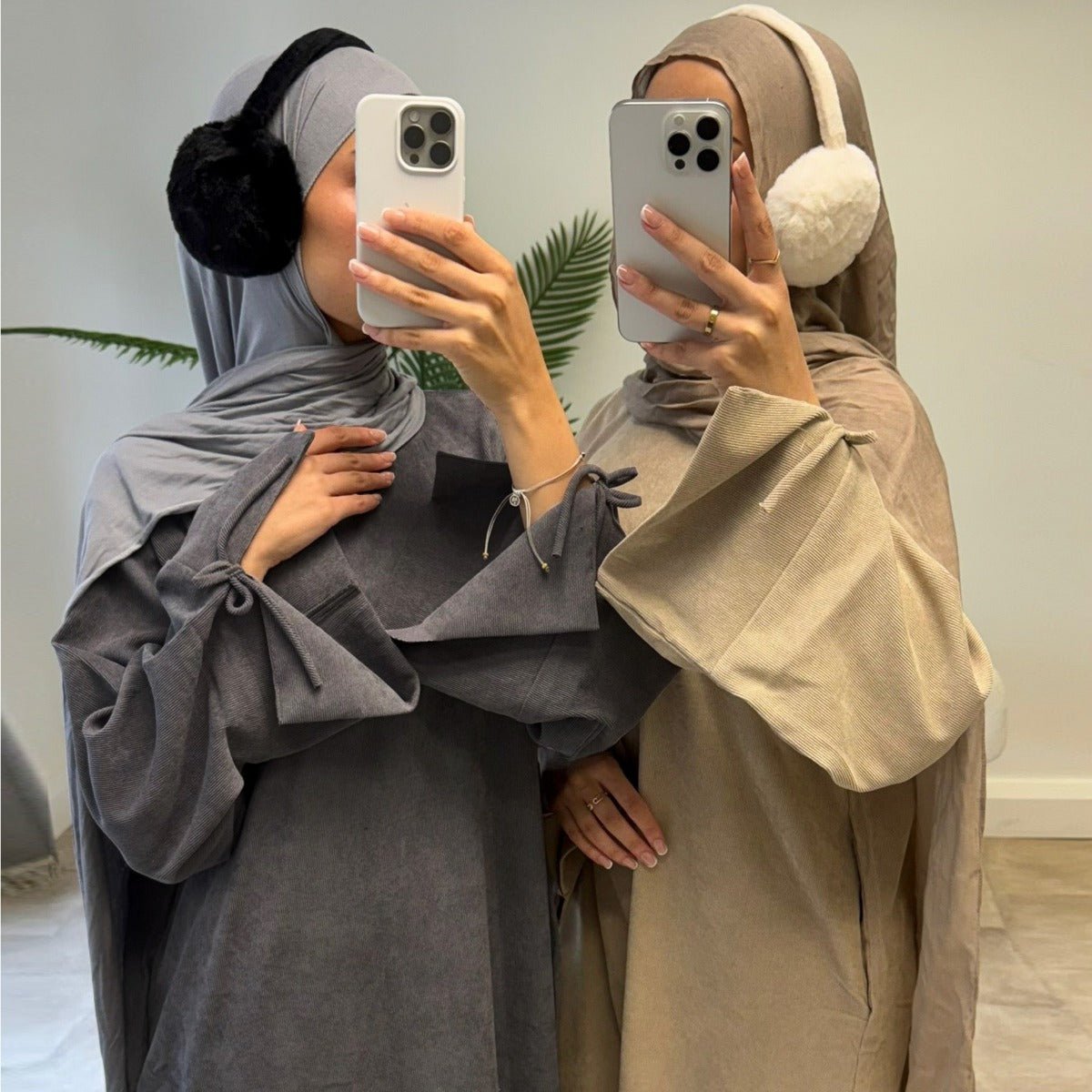 Autumn Bow - Sleeve Corduroy Abaya | Modest Muslim Women's Luxury Wear. (MA248) - Mariam's Collection