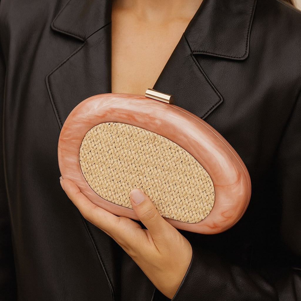 Acrylic Shell Clutch with Woven Inset(MAC372)