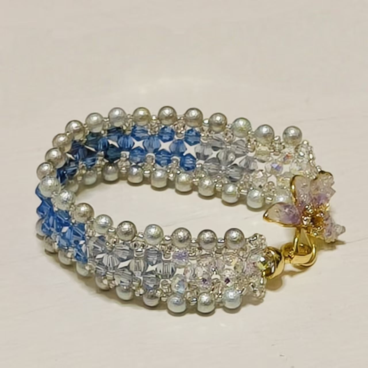 Handcrafted Crystal Floral Bracelet | Sparkling Statement Jewelry | Elegant Art-Inspired Accessory for Women (MAC348)