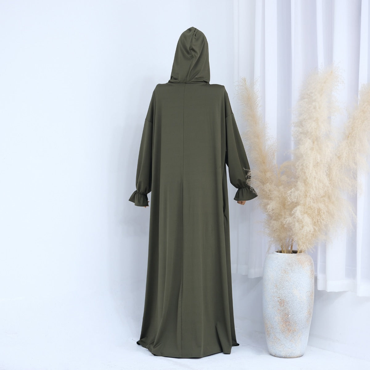 Modest Casual Hooded Abaya Collection | Tone Robes with Bubble Sleeves (MJ021)