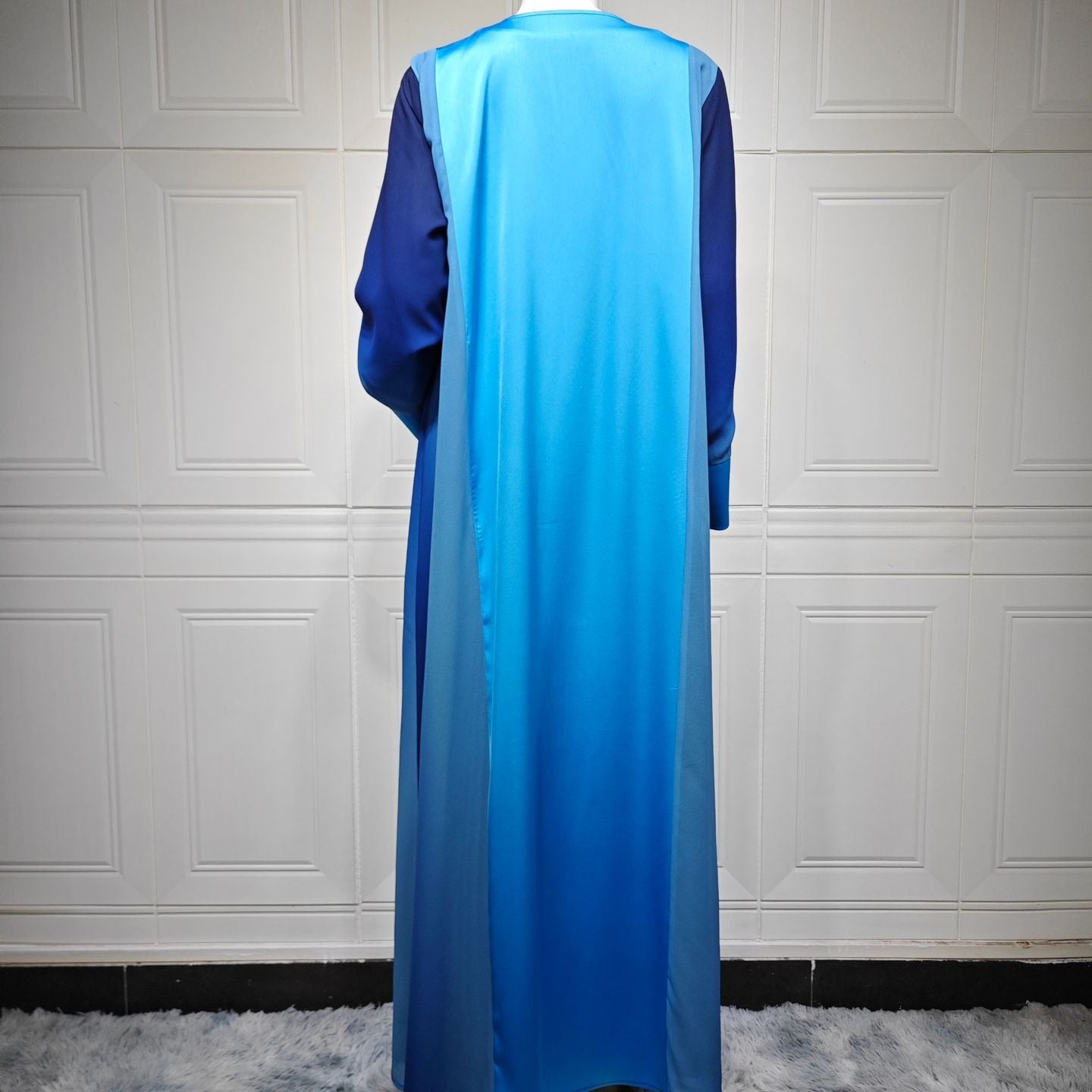 Two-Tone Colour-Block Open Abaya with Matching Hijab(MOA347)