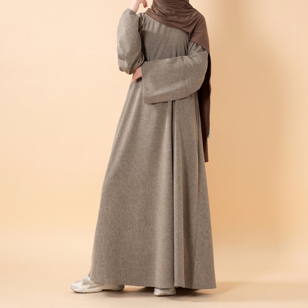Premium Linen Effect Pullover Abaya with Pockets (MA341)