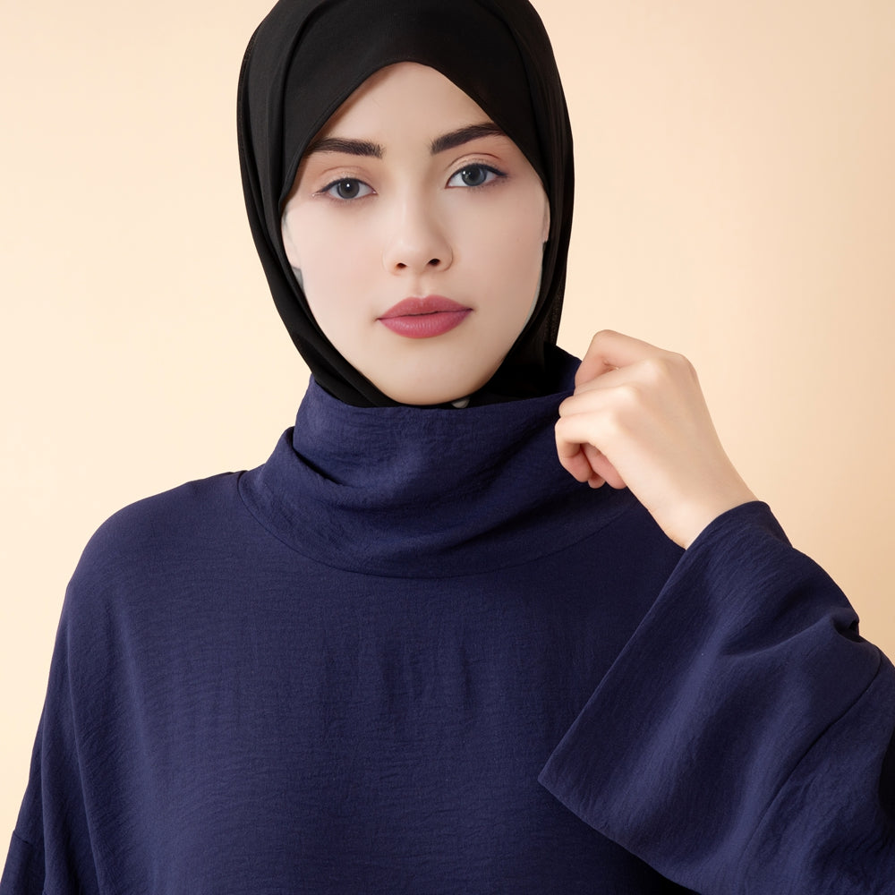 Everyday Crepe Turtleneck Abaya – Relaxed Fit for All Seasons(MA384)