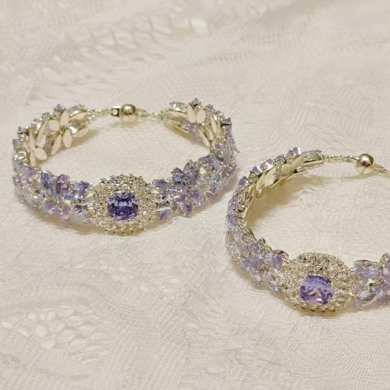 Handcrafted Crystal Floral Bracelet | Sparkling Statement Jewelry | Elegant Art-Inspired Accessory for Women (MAC348)