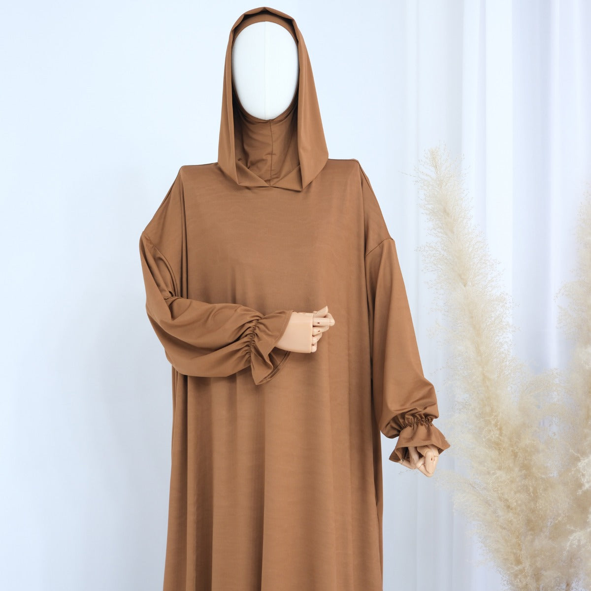 Modest Casual Hooded Abaya Collection | Tone Robes with Bubble Sleeves (MJ021)