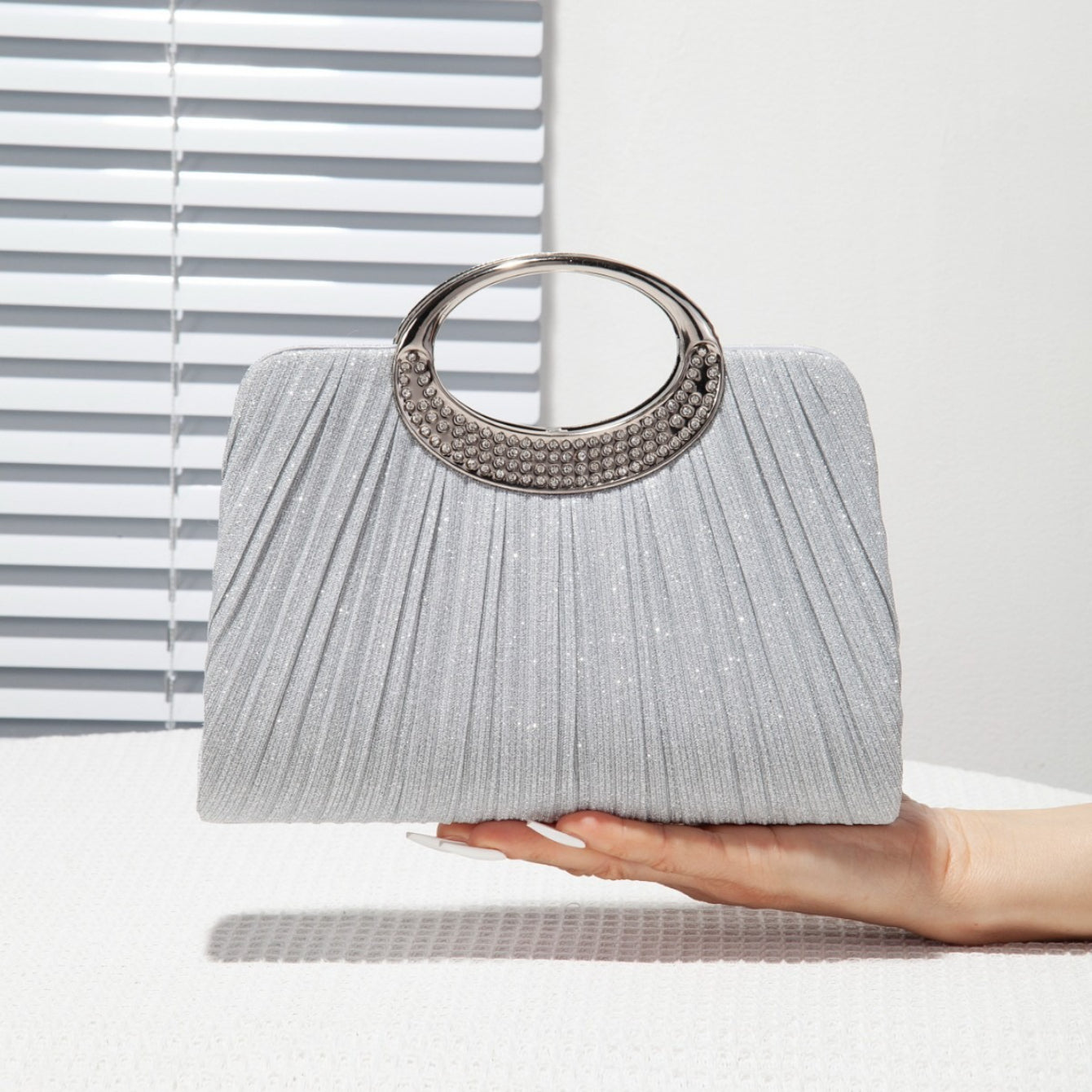 Oval Ring Handle Pleated Satchel Bag（MAC441）