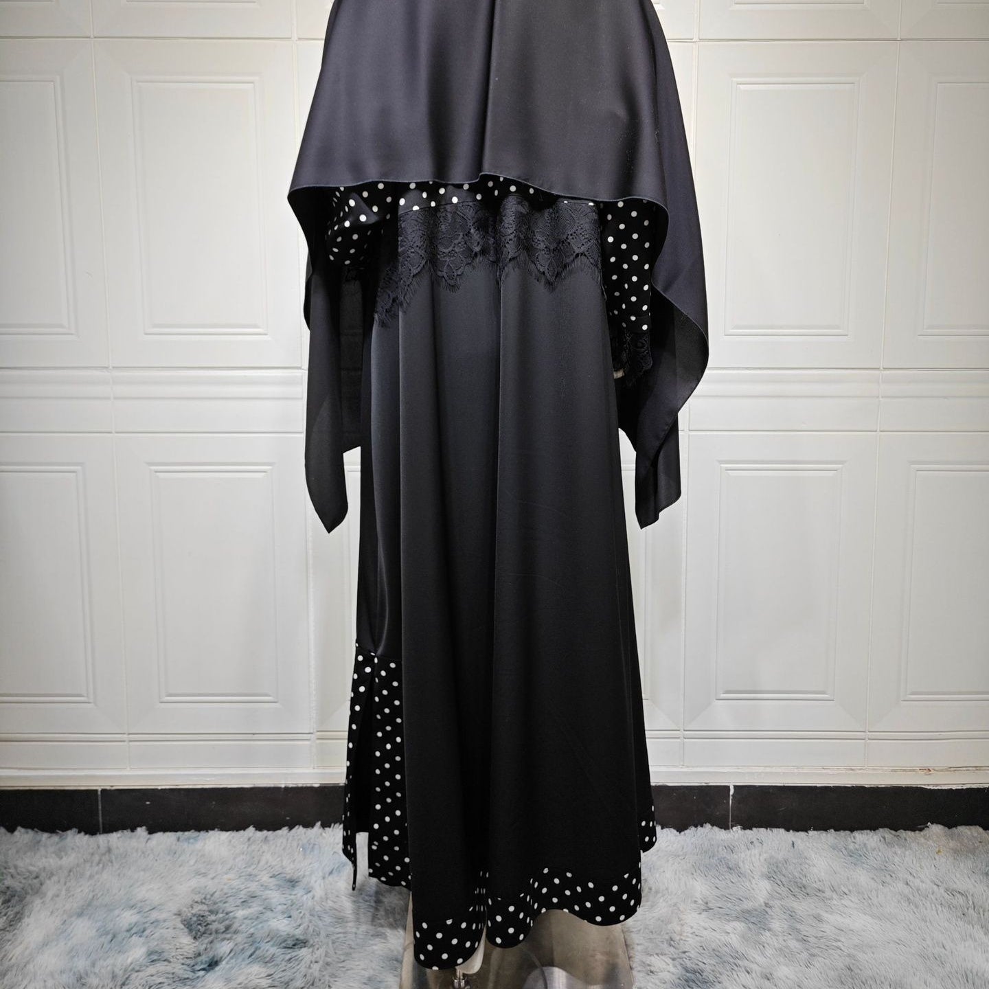 Polka Dot & Lace Panel Open Abay(MOA335)