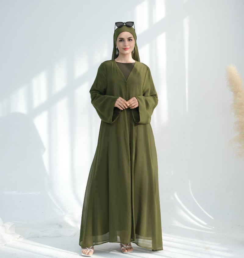 Premium Chiffon 3-Piece Set Abaya(MOA231)