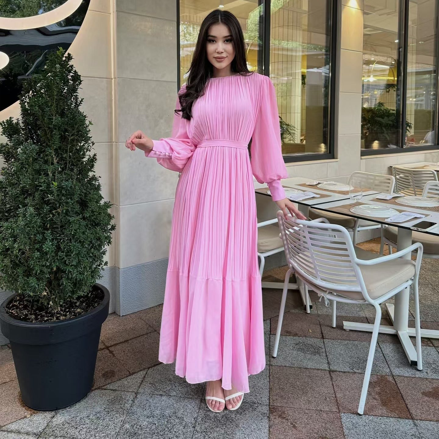 Pleated Tiered Maxi Dress(MS466)